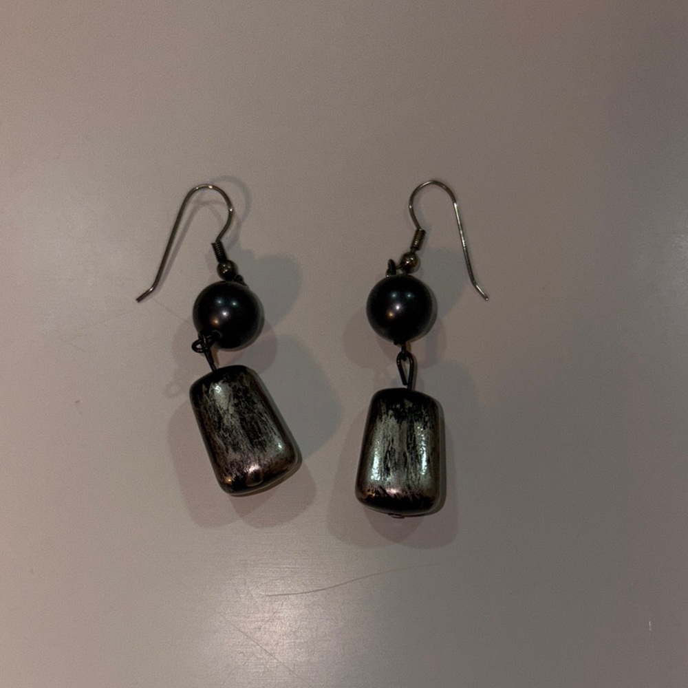 Sophisticated Silver and Black Dangle Earrings
